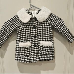 Kids Houndstooth Jacket with Faux Fur Collar